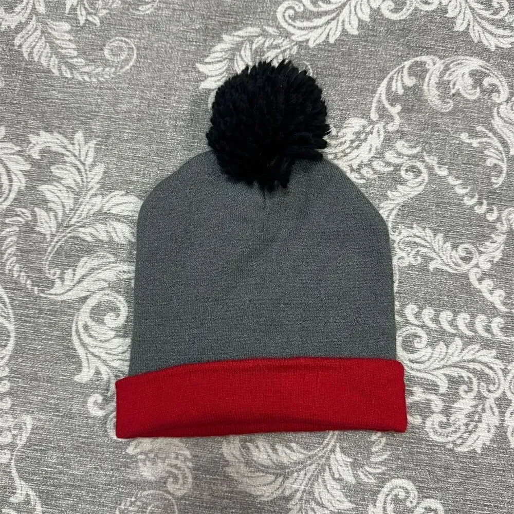Disney Minnie Mouse Girls Pom Pom Knit Beanie Hat Gray One Size